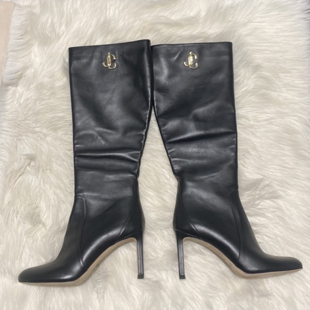 Jimmy Choo Shiny calfskin Mahesa 85 Knee high boots size 38.5 - Picture 4 of 13